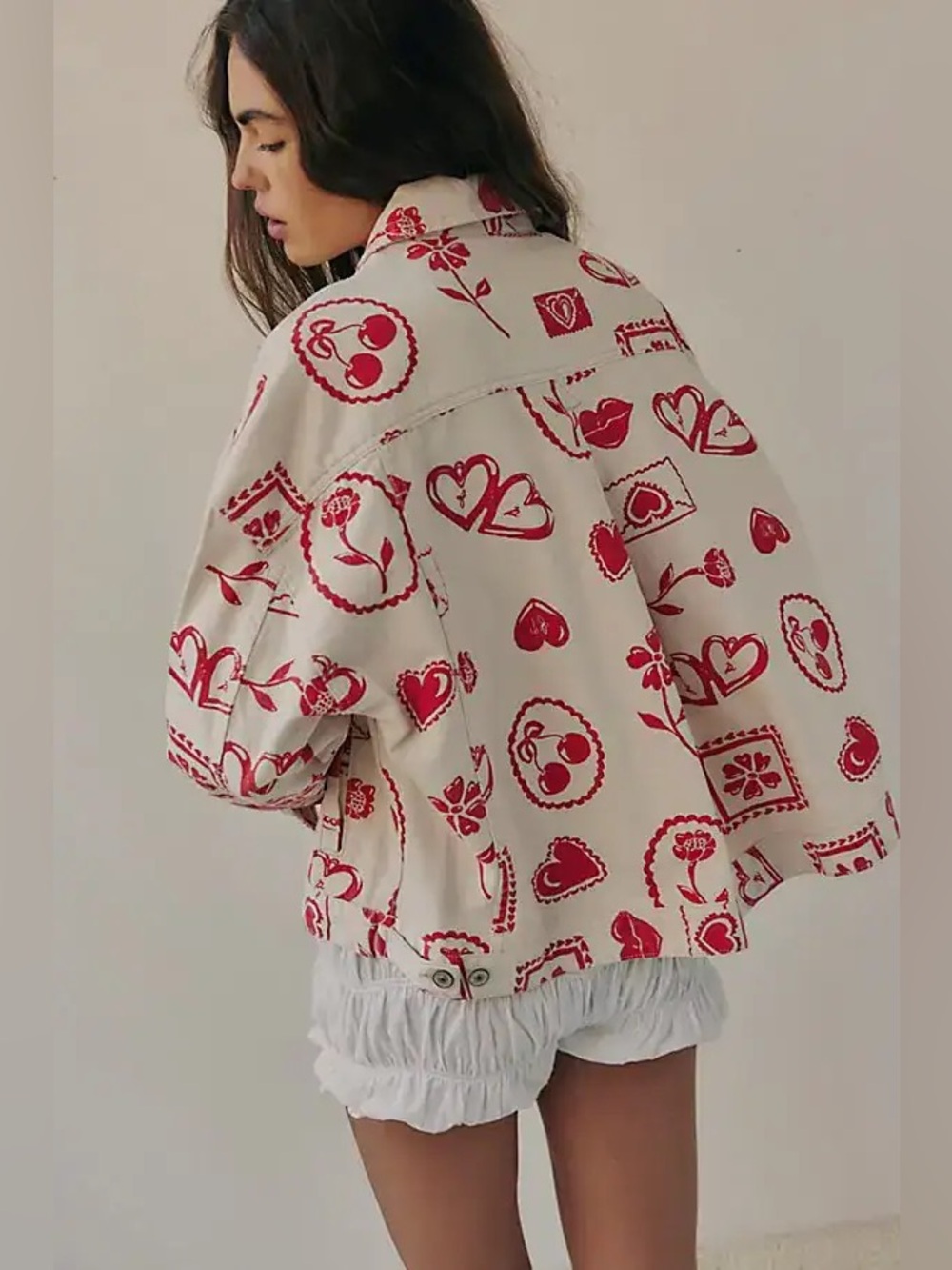 Free People Opal‎ Swing Printed Denim Jacket